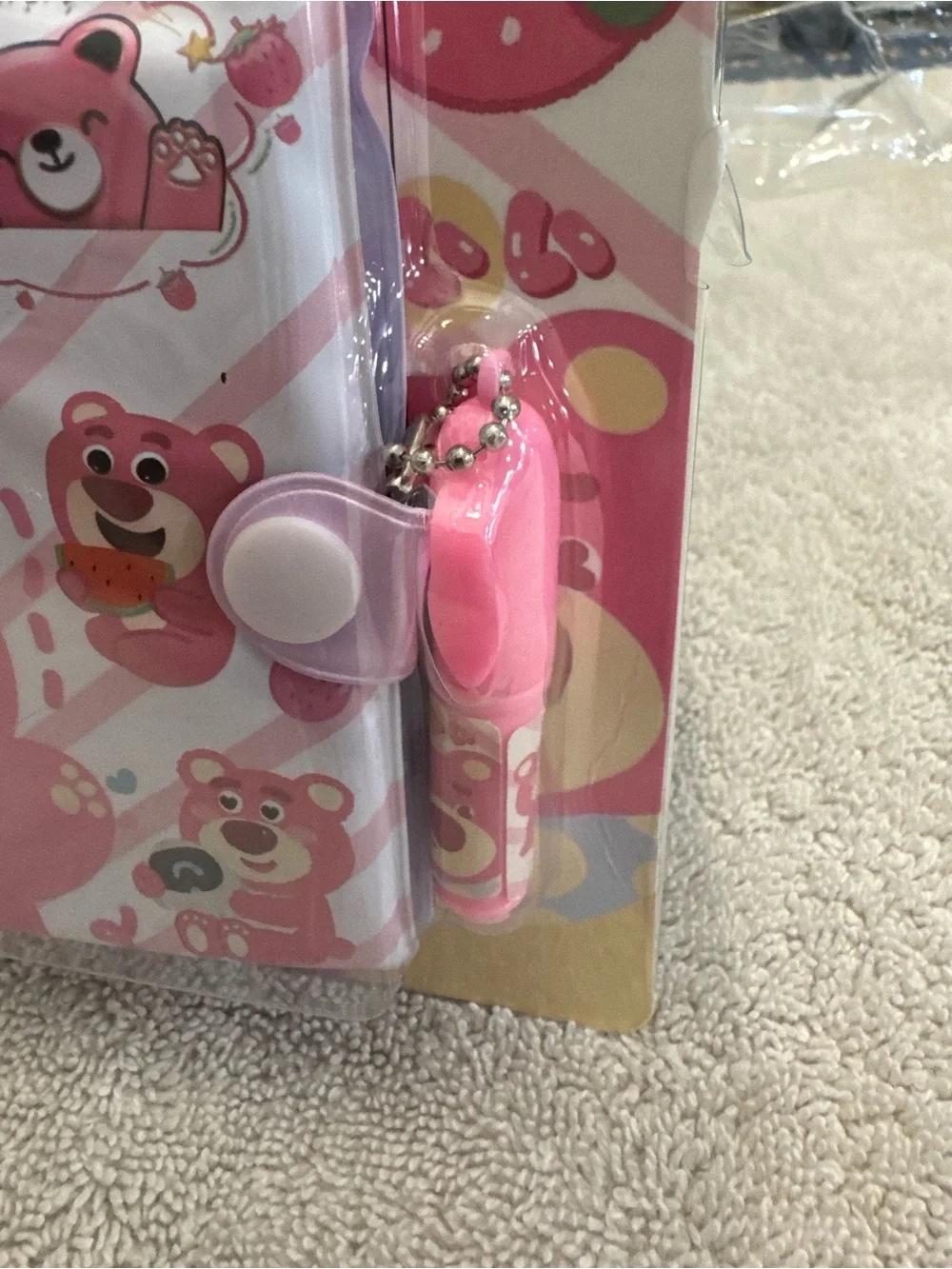 Lot-o-hugging strawberry Pink Bear Hardcover Mini Notebook with Pen Charm